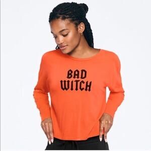 Pink victoria's secret bad witch long sleeve Tee shirt Halloween nwot medium